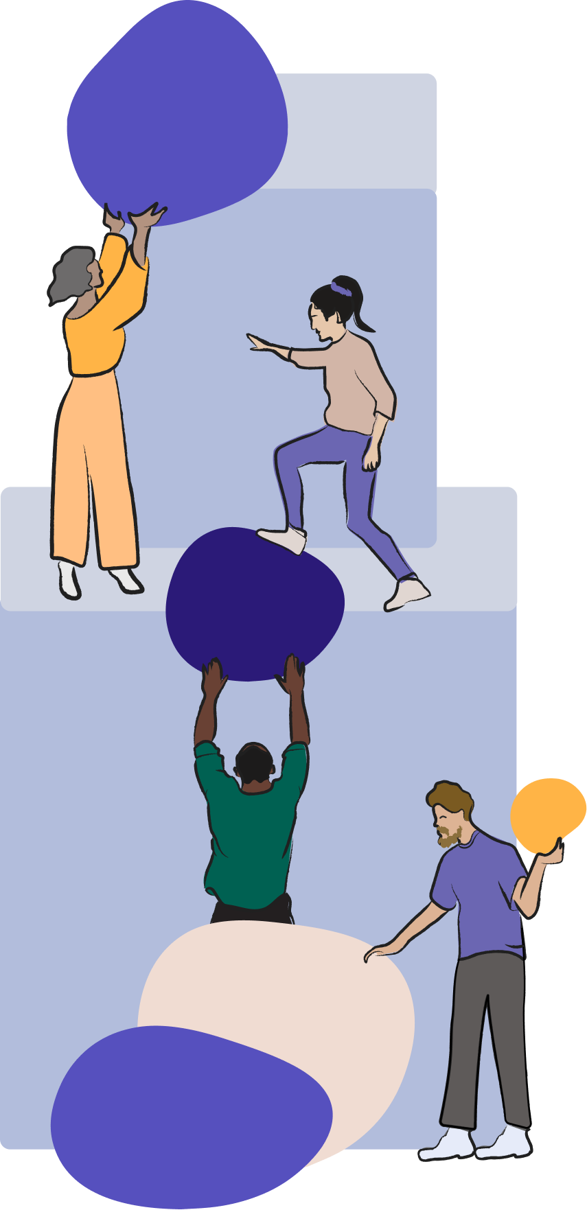 Illustration of a group of people building together