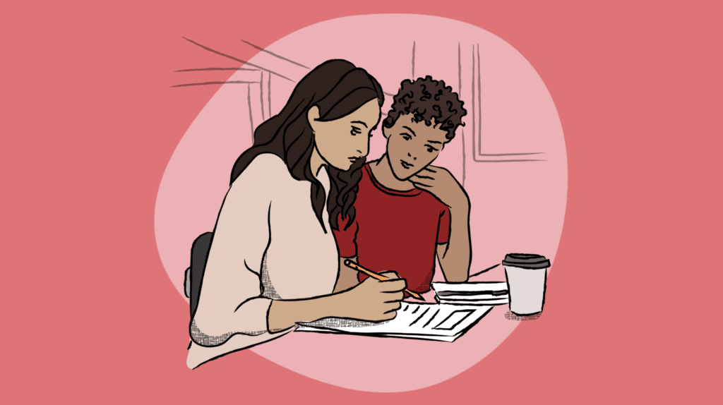 a couple at a laptop